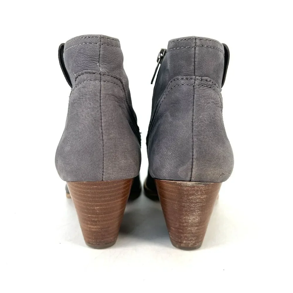 Frye Womens Reina Jea Western Ankle Boots Nubuck Leather Gray Zip Up Size 9M